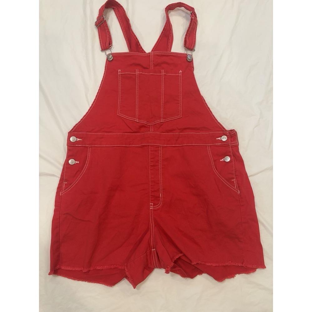 No Boundaries Shorts Overalls Teen's XL (15-17) Red Stretchy